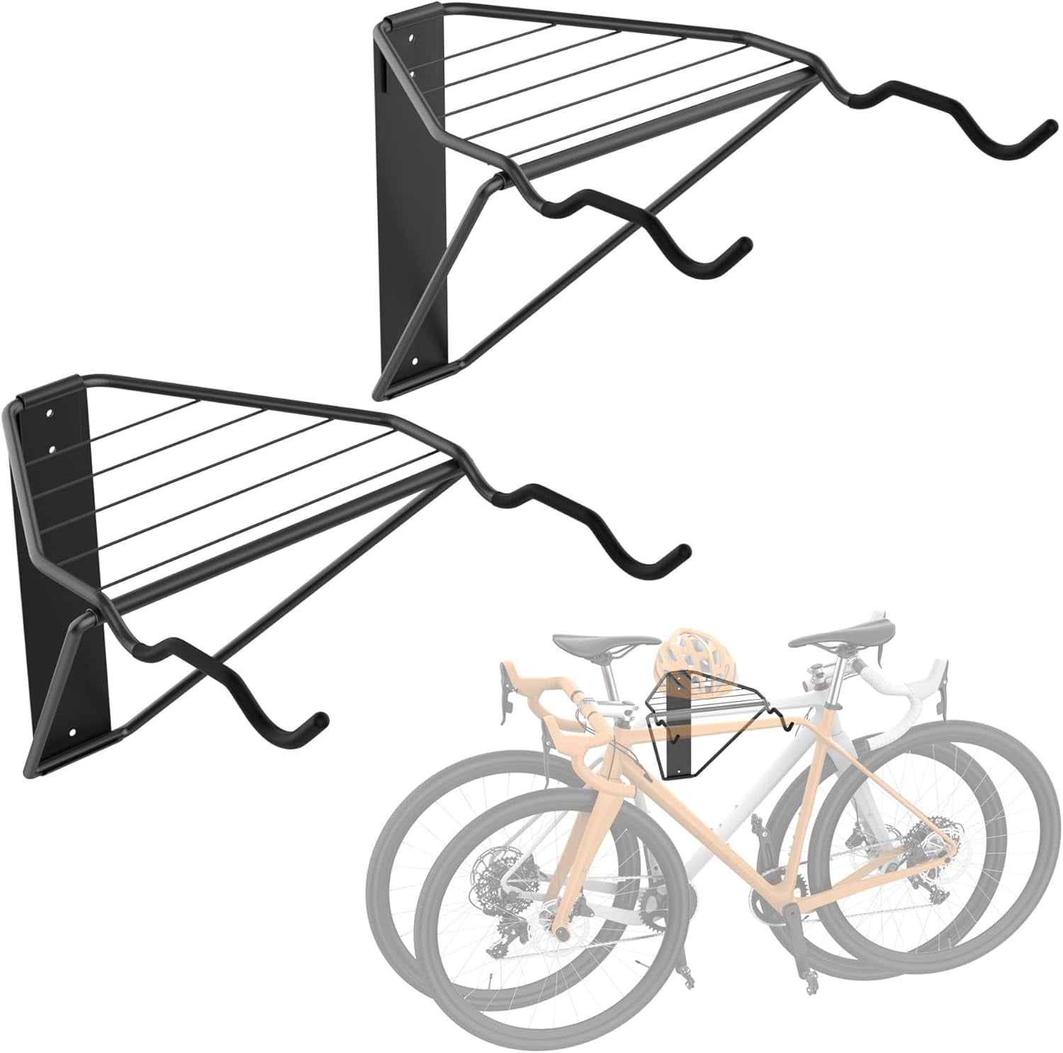 Image showcasing Wall Mounted Horizontal Bike Rack, Foldable Space Saving Bicycle ...