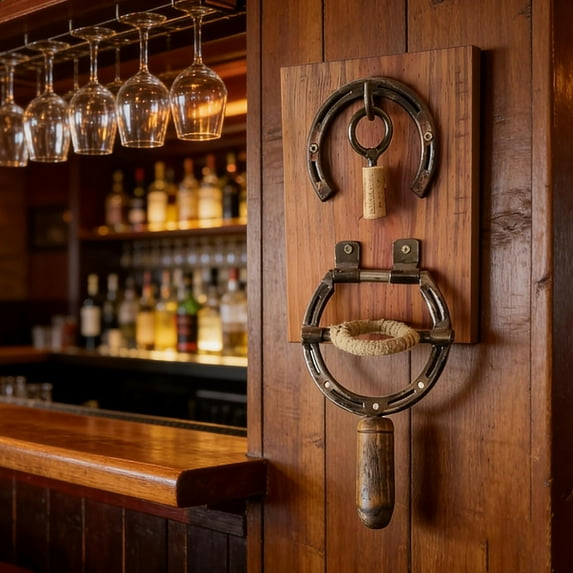 Wall Mounted Horseshoe Bottle Opener, Rustic Horseshoe Design Decor & Tool, Functional Yet Stylish Upgrade for Wine Lovers Home Decors Enthusiasts for Holidays and Occasions Man Caves, Topliu