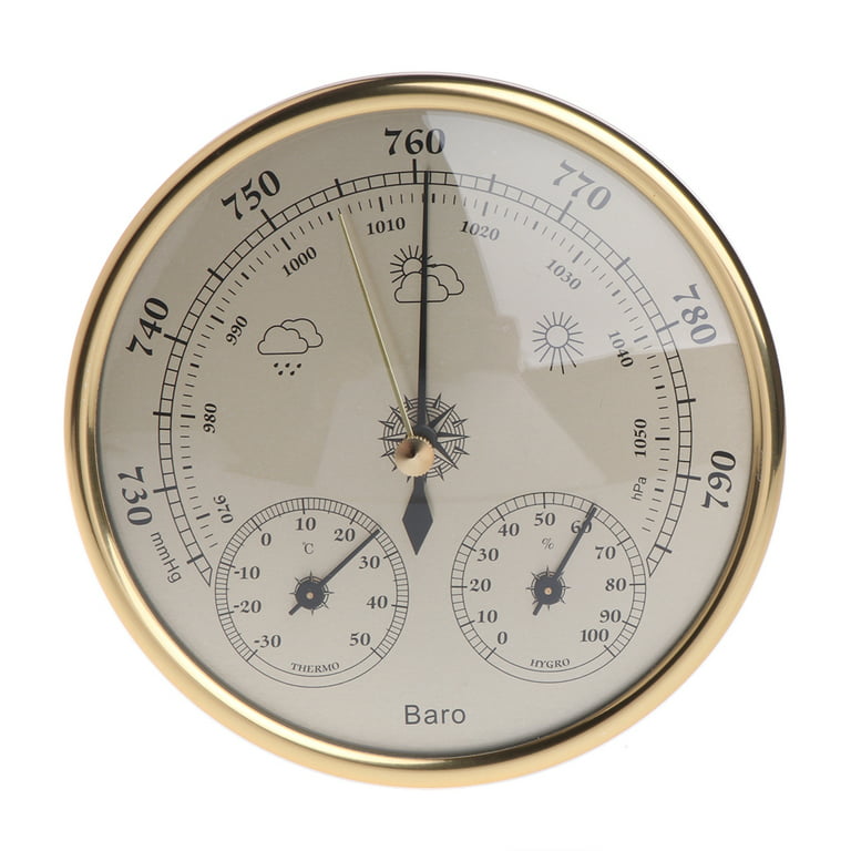 Wall-Mounted Barometer Thermometer Hygrometer Meteorological Station  Hanging Household/Office Metal Materials