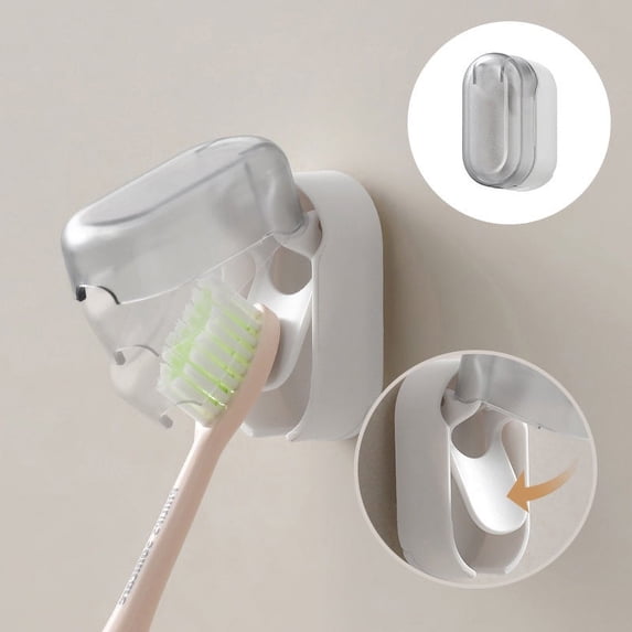 Wall-Mounted Hygienic Toothbrush Organizer - Covered Storage with Dust Protection