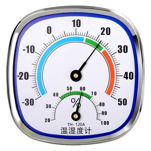 Wall Mounted Indoor Outdoor Thermometer Hygrometer Temperature Humidity Gauge No Battery Required 2-in-1 Design Clear Large Dial Easy Read for Home Office