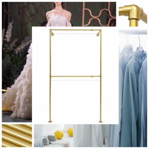 Wall Mounted Industrial Pipe Clothes Rack Garment Bar Closet Storage Iron 82.67"