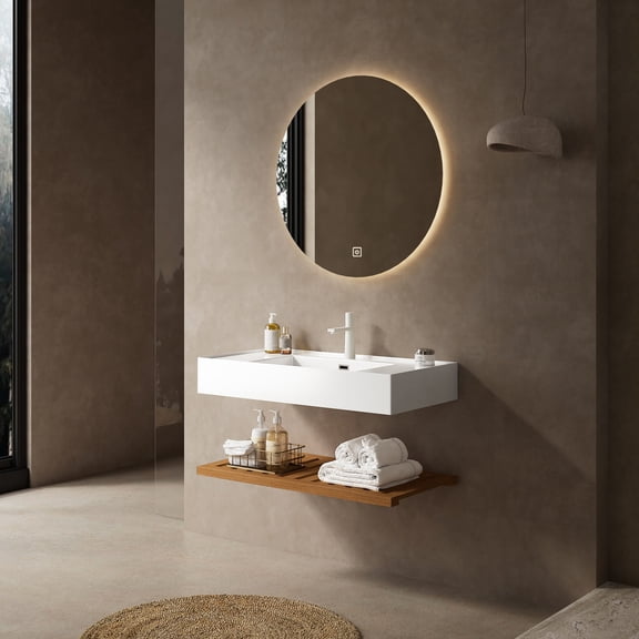 Wall - Mounted Installation - Clear Woodgrain Shelf - Bathroom Organization - Durable Design