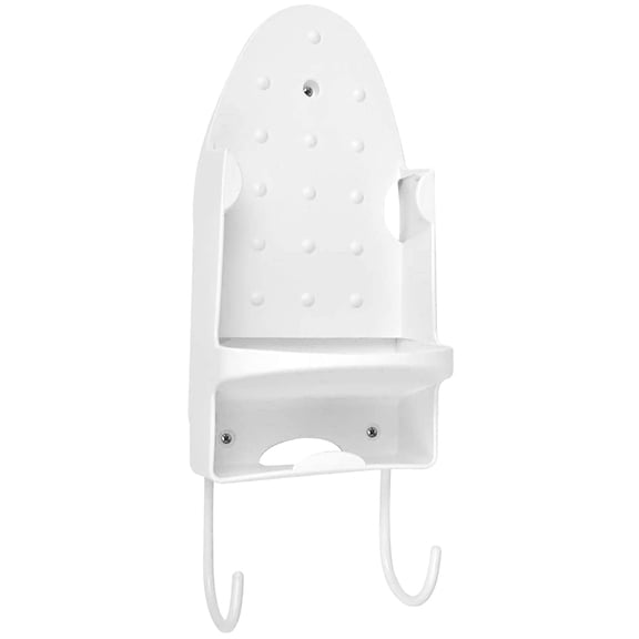 Wall Mounted Iron Board Storage Rack Ironing Table Plate Holder Hooks Iron Stand Home Room Storage Organizer (white)