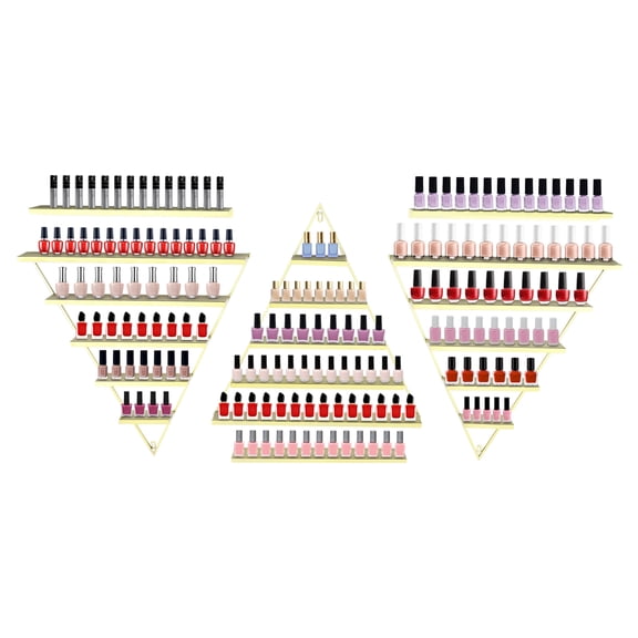 Wall-Mounted Iron Nail Polish Display Rack Simple Triangular Floating Shelves for Nail Salon 5-tier