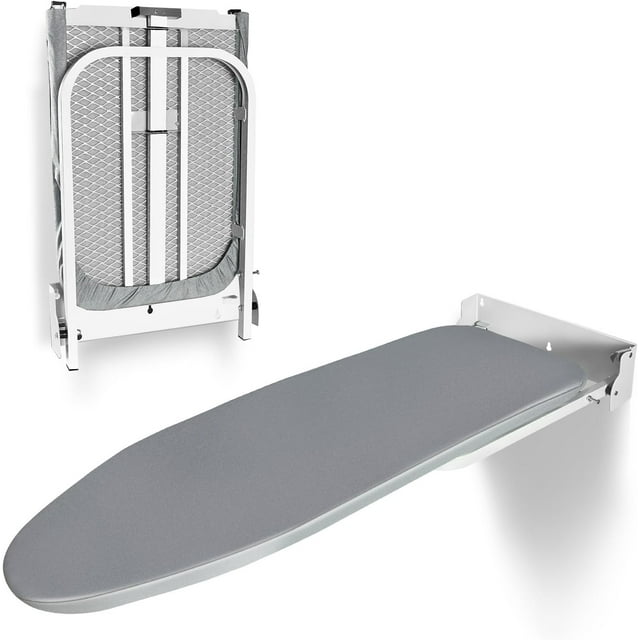 Wall Mounted Ironing Board, 36” x 12” Fold Down Ironing Board with Heat