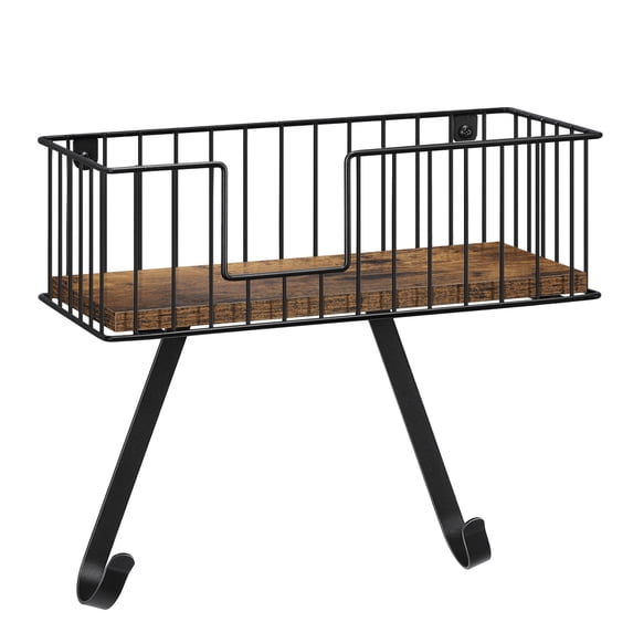 Wall Mounted Ironing Board Hanger for Y-Leg with Storage Basket, Black