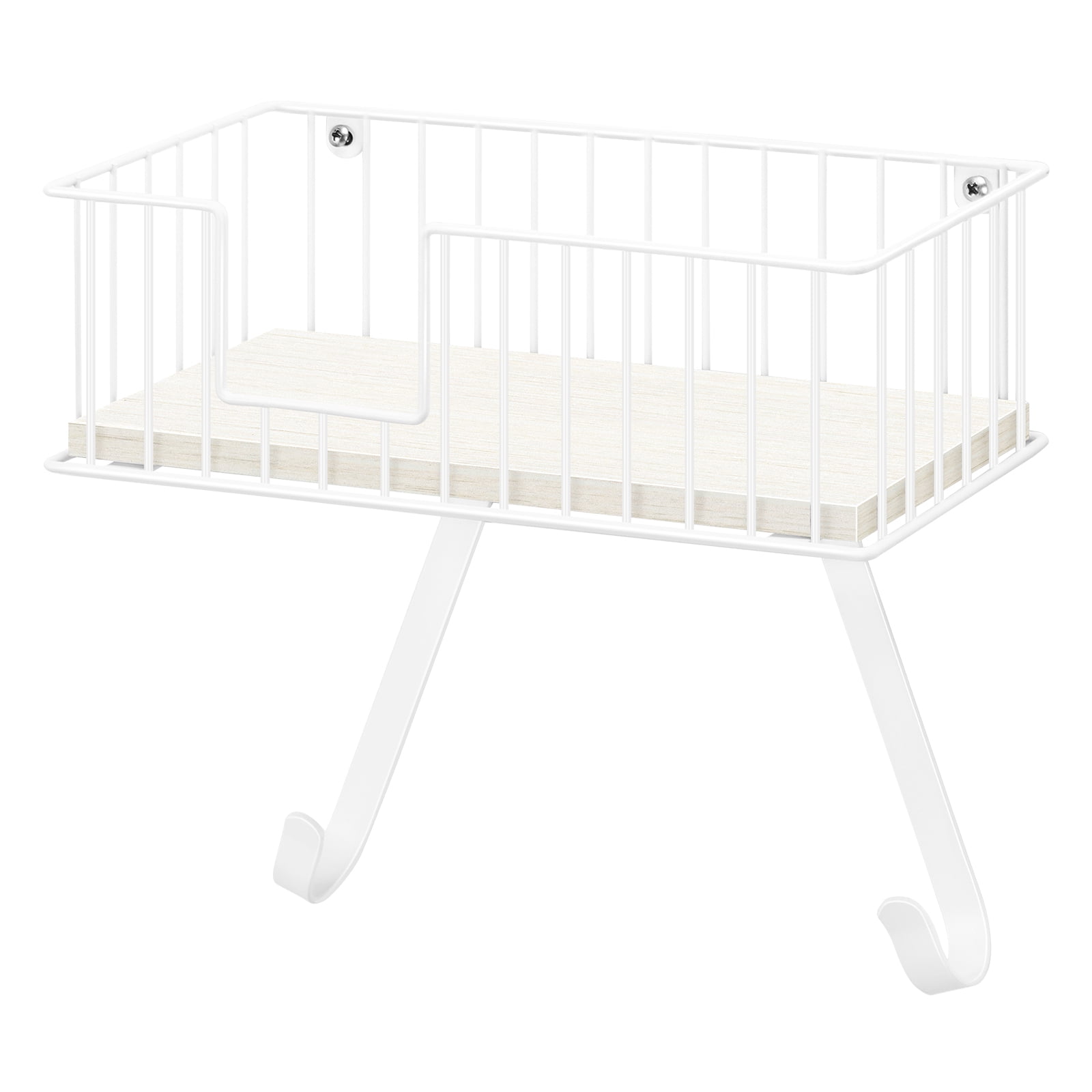 Wall Mounted Ironing Board Hanger for YLeg with Storage Basket, White