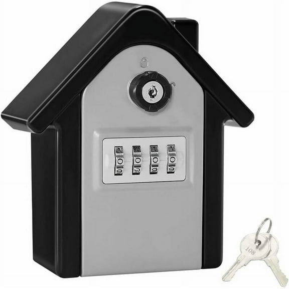 Wall Mounted Key Safe Box with Digital Code & Emergency Keys, Large Key Safe Box XL Size Outdoor Key Safe for Home, Office, Factory, Garages (Silver)