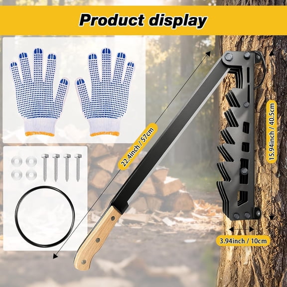 Wall Mounted Kindling Splitter Fire wood Kindling Splitter Metal Manual Fire Wood Kindling Splitter with Wooden Handle Heavy Duty Log Splitter Wood Splitter for Soft Wood Indoor&Outdoor (Black)