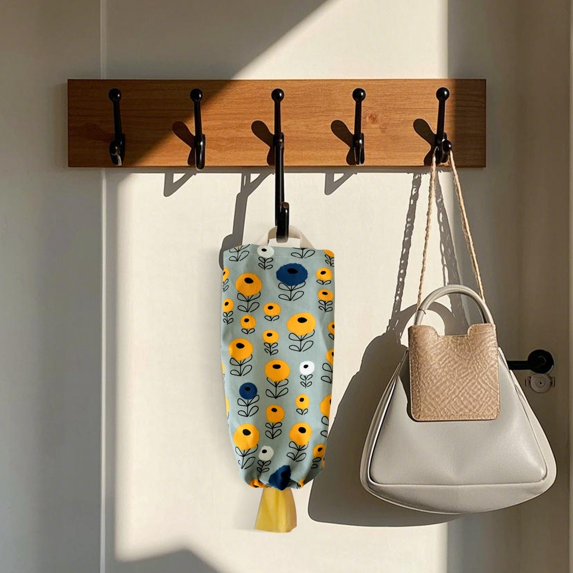 Wall Mounted Kitchen Bag Holder and Fabric Storage Organizer for Bags Dispenser