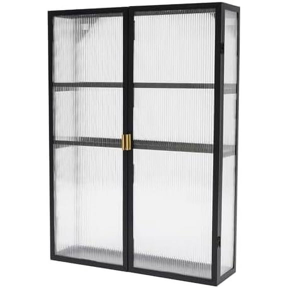 Wall Mounted Kitchen Bathroom Storage Cabinet, Wall Cabinets with Doors and Detachable Shelves, Decorative Furniture for Office, Dining Room,Living Room, Kitchen and Bathroom (Black)