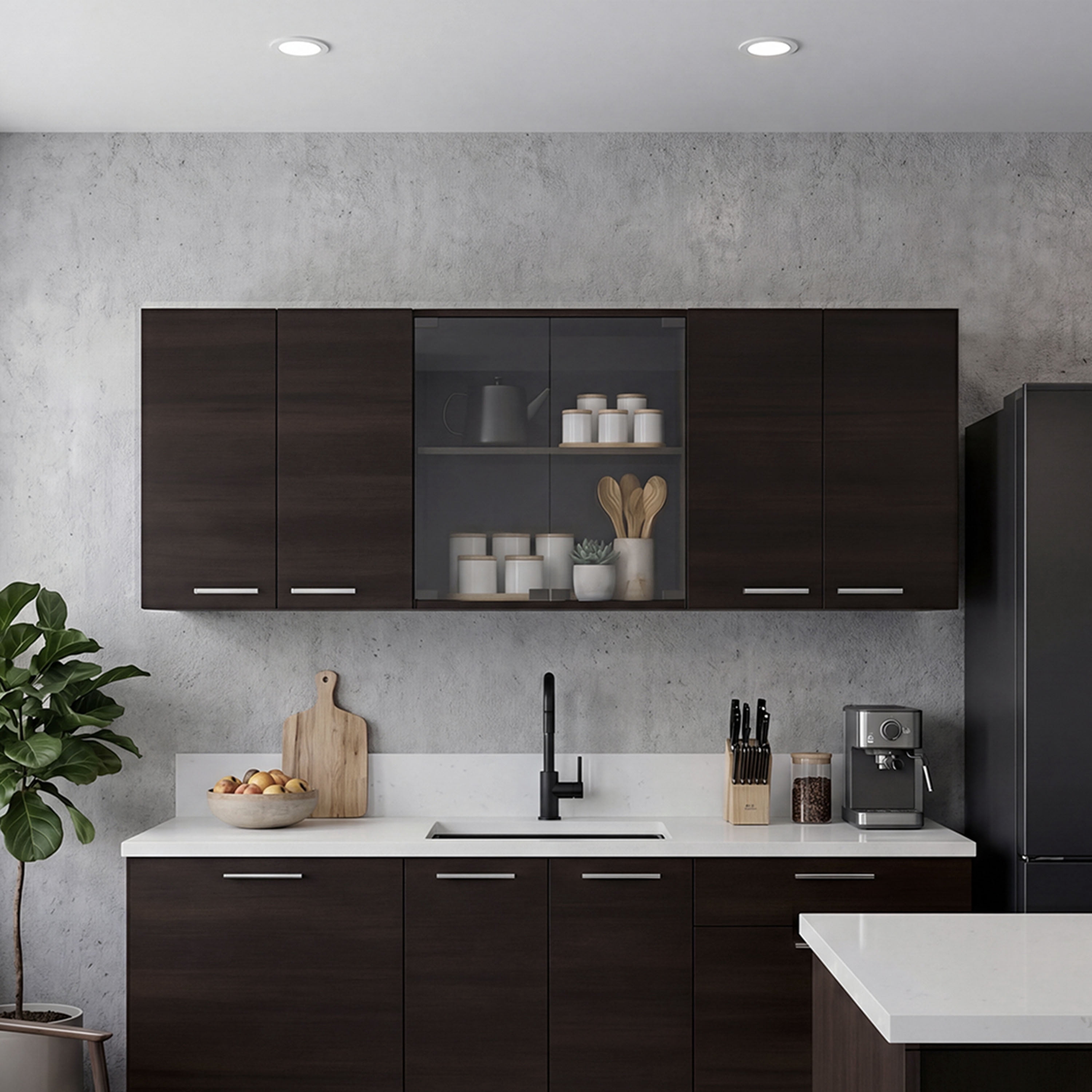 Palte Rack Wall-Mounted Kitchen Cabinet with Glass Display, Dish Rack, and Six ...