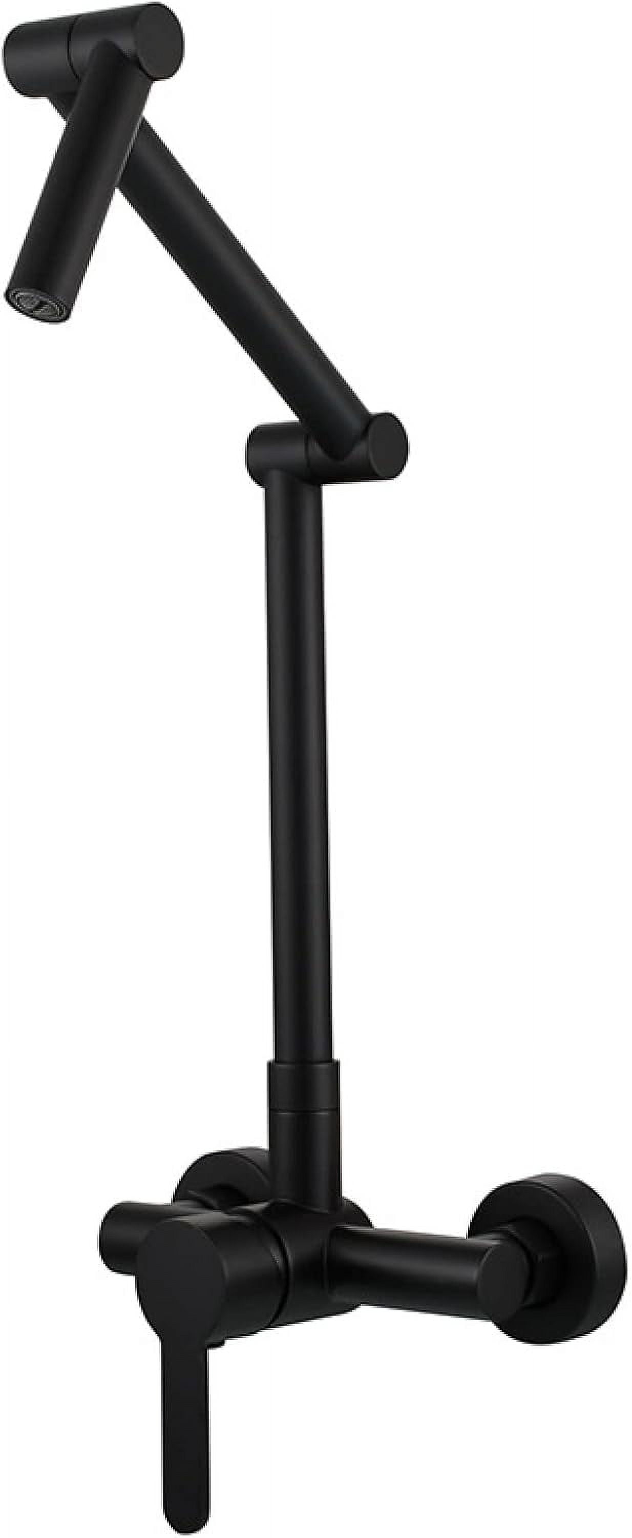 Wall Mounted Kitchen Faucet Folding- Hot And Cold Water Swivel Brass Sink Faucet Black - View #2
