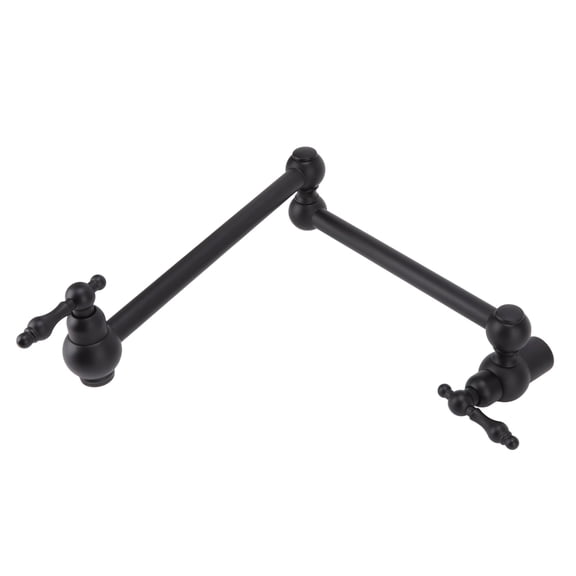 Wall Mounted Kitchen Faucet Single Cold 360 Degree Rotating Water Sink Tap Folding Extension Stretchable Copper Faucet for Vegetable Washing, Matte Black (15.7 Inches / 40 cm)