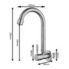 Wall Mounted Kitchen Faucet Single Cold Rotation Tap 304 Stainless Steel Balcony Sink Water Faucet Bathroom Basin Faucet (S)