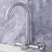 Wall Mounted Kitchen Faucet Stainless Steel Hot Water and Cold Water Kitchen Sink Faucet Brushed-B