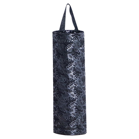 Wall-Mounted Kitchen Garbage Bag Organizer, Large Printed Grocery Bag Holder, Pull-Out Plastic Bag Dispenser for Home Storage and Pantry A#143 Black