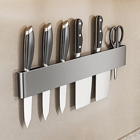 Wall-Mounted Kitchen Organizer with Knife Holder & Utensil Hooks, Multi-Functional Storage Shelf, Durable Carbon Steel, Space-Saving Design for Countertop Organization