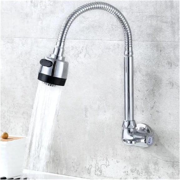 Wall Mounted Kitchen Sink Faucet rotatable Alloy Single Cold Water wash Basin Balcony Toilet Faucet Bathroom Accessories