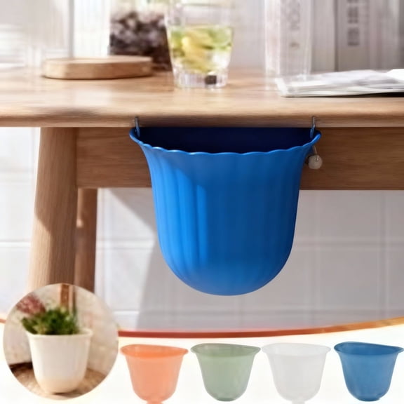 Wall Mounted Kitchen Trash Bin | Cabinet Door Hanging Waste Basket | Plastic Perforated Design | Space Saving for Bathroom & Sink | 1-Pack