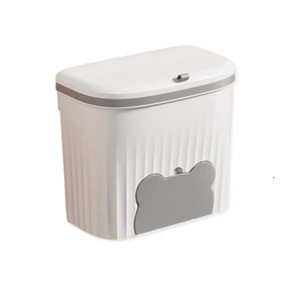 Wall Mounted Kitchen Trash Can, Slim Space Saving Plastic Bin with Quiet Swing Lid & Mounting Bracket for Under Cabinet