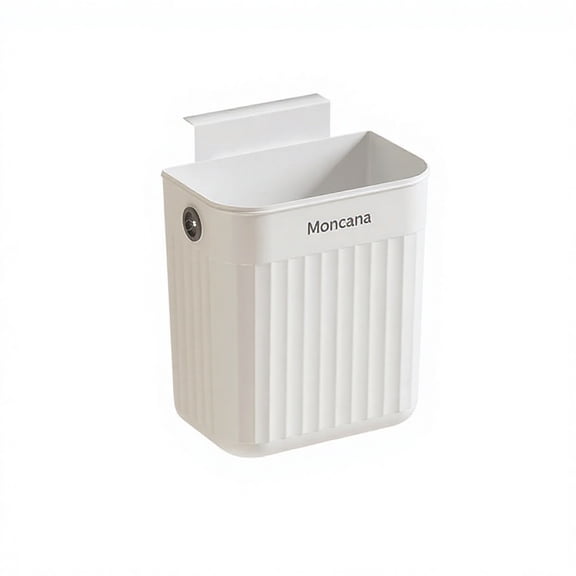 Wall-Mounted Kitchen Trash Can with Lid, Large Capacity Hanging Garbage Bin for Cabinet Door, Small Space Waste Basket for Bathroom & Office, White