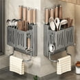 thumbnail image 1 of Wall-Mounted Kitchen Utensil Holder Cutlery Rack Draining Storage Box Organizers Multifunctional Chopsticks Spoon Racks, 1 of 6