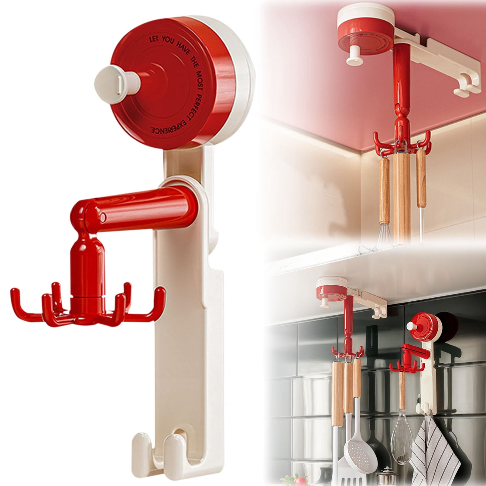 Wall-Mounted Kitchen Utensil Holder | Rotating Utensil Rack | 6 Stable ...