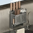 thumbnail image 1 of Wall-Mounted Kitchen Utensil Organizer | Cutlery & Knife Drying Rack with Drain Tray | Plastic Storage Box for Spoons Forks Chopsticks | Gray Abs, 1 of 6