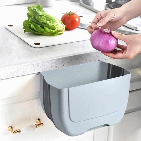 Wall-Mounted Kitchen Waste Bin - Foldable Hanging Trash Can for Cabinet Doors, Durable Waterproof Fabric with Space-Saving Design, Perfect for Kitchen Food Scrap Sorting & Storage, 9.84*6.69*5.91in