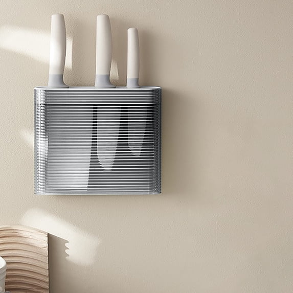 Wall Mounted Knife Block Organizer, ABS Kitchen Knife Storage Rack for Countertop Space Saving