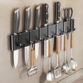 thumbnail image 1 of Wall Mounted Knife Organizer and Utensil Rack, Multi-Functional Storage with Knife Slots Hooks Shelves, Minimalist Carbon Steel Kitchen Organizer Space Saver for Countertops, 1 of 10