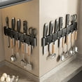 thumbnail image 1 of Wall Mounted Knife Organizer and Utensil Rack, Multi-Functional Storage with Knife Slots Hooks Shelves, Minimalist Carbon Steel Kitchen Organizer Space Saver for Countertops, 1 of 10