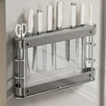 thumbnail image 1 of Wall-Mounted Knife Rack, Kitchen Knife Organizer, Space Saving Wall Mount Storage, Stainless Steel and Plastic, 37x22.5x4.6cm, Wall Mount Knife Holder for Tidy Kitchen, 1 of 7
