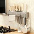 thumbnail image 1 of Wall Mounted Knife Rack Multifunctional Kitchen Organizer No Drill Magnetic Holder Utensil Storage Tool Stand Chopstick Container Shelf, 1 of 5