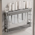 thumbnail image 1 of Wall Mounted Knife Storage Rack with Adhesive Pads, Space-Saving Stainless Steel Knife Organizer for Kitchen Tools, Secure Blade Holder with Ventilation, 1 of 6
