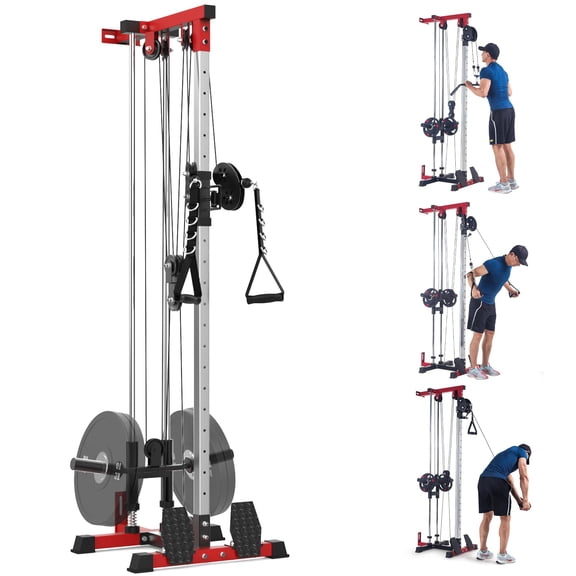 NOBRAND Wall-Mounted LAT Pulldown and Cable Machine, Dual Pulley System, 20 Height Settings, 400 Lbs Capacity, Space-Saving Full-Body Home Gym Trainer