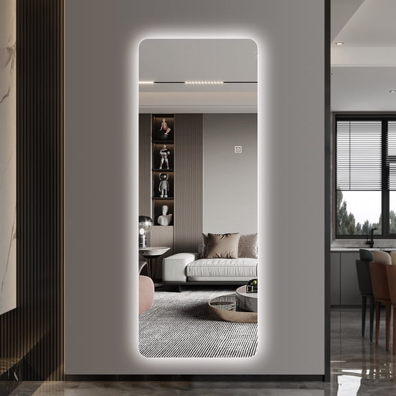Wall-Mounted LED Full Length Mirror, 63" x 24" Rectangular Backlit Dressing Mirror with 3 Color Temperatures, Stepless Dimming, Memory Function, Shatter-Resistant Backing, UL Certified