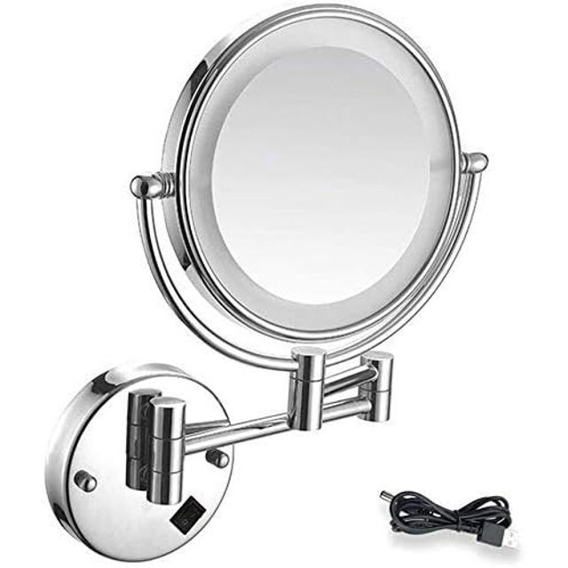 Wall Mounted LED Illuminated 10X Magnifying USB Rechargeable for Hotel