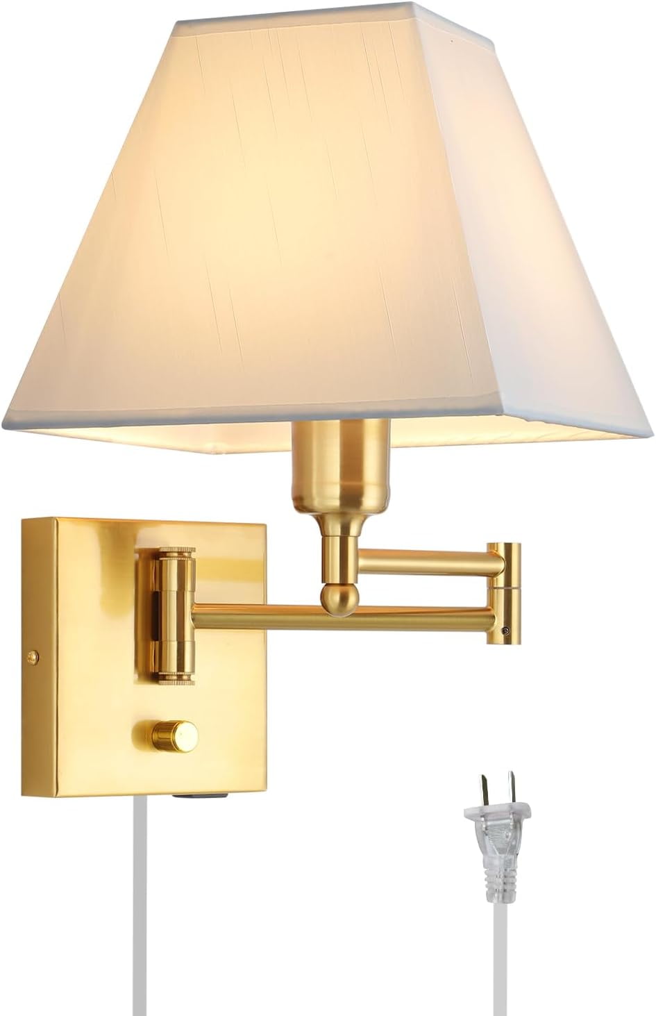Wall Mounted Lamp Plug in Wall Sconce with Dimmable Switch Swing Arm ...