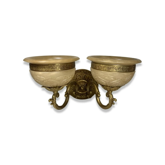 Wall Mounted Lamp Traditional Alabaster Wall Sconce 2-Light