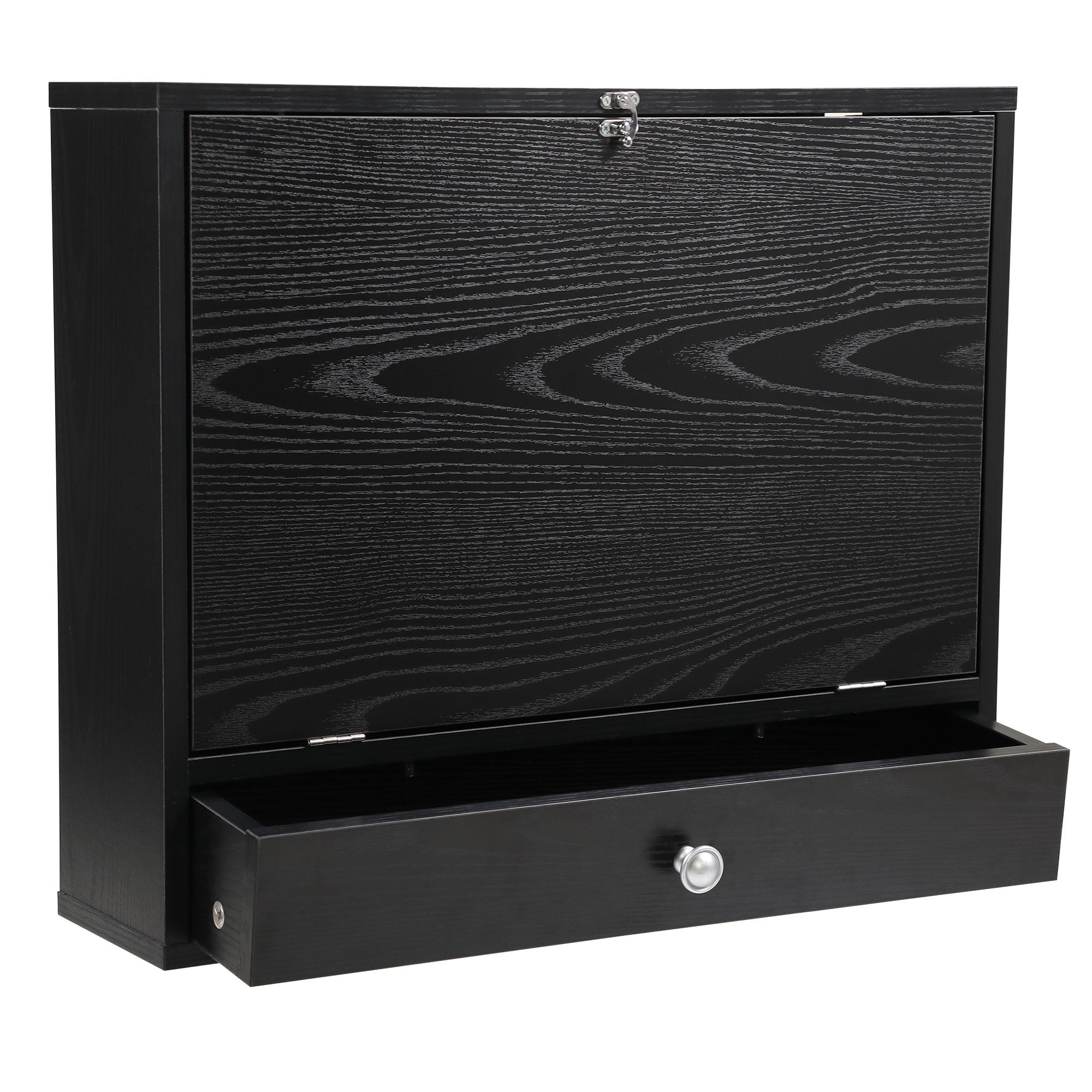 Wall Mounted Laptop Desk, Wooden DropLeaf Table with Storage Drawer