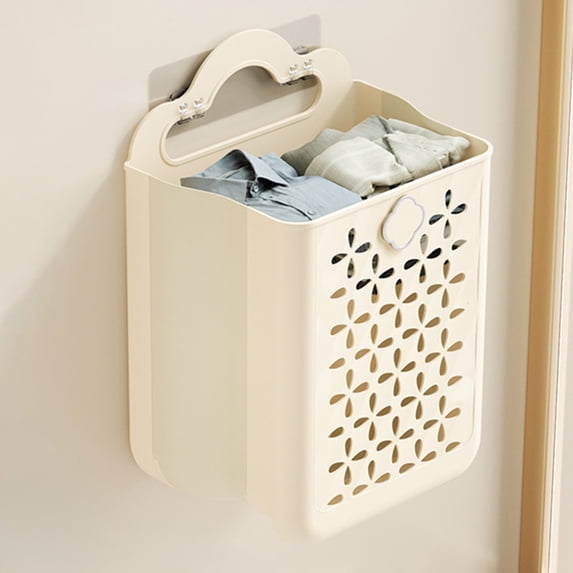 Wall-Mounted Laundry Basket,Foldable Storage Bin for Dirty Clothes,Large Capacity Laundry Hamper,Space-Saving Bathroom Storage,Portable Plastic Organizer,Ventilated Elevated Base Laundry Basket