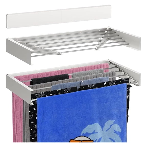 Wall Mounted Laundry Drying Rack for Clothes | Made in Europe with Patented Foldable Design for Space-Saving Efficiency, Collapsible Clothing Racks for Indoor and Outdoor