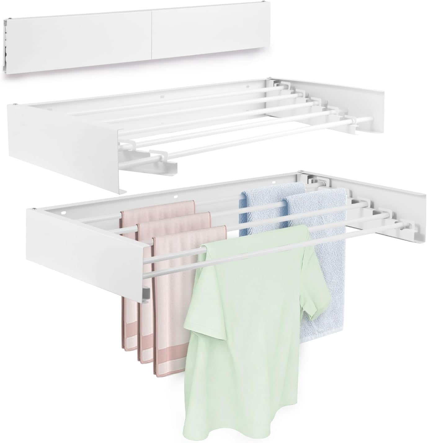 Wall Mounted Laundry Drying Rack - Foldable and Retractable Space ...