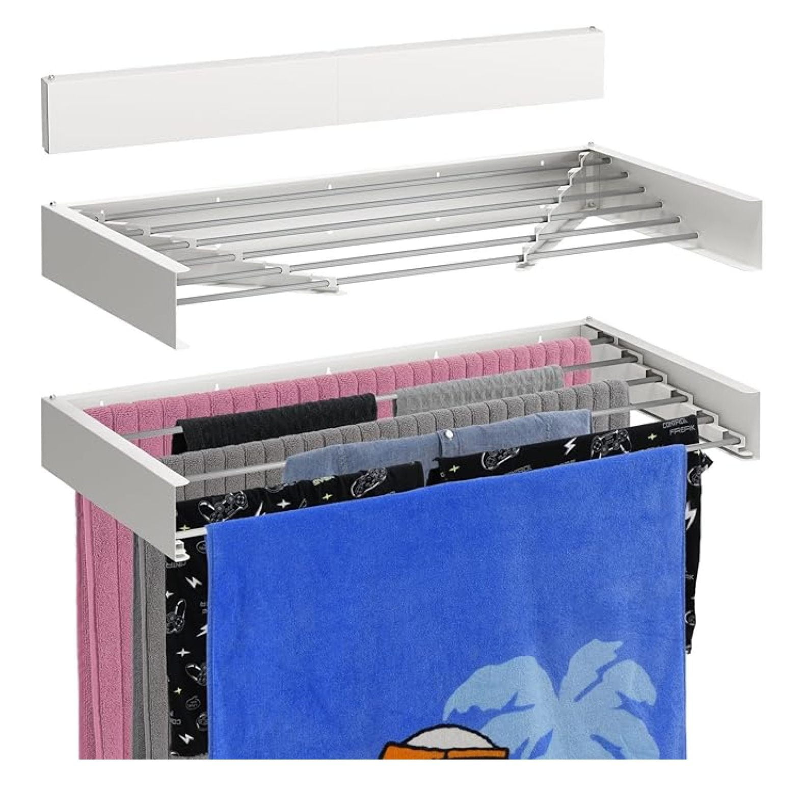 Wall Mounted Laundry Drying Rack - Space Saving Collapsible Clothes ...