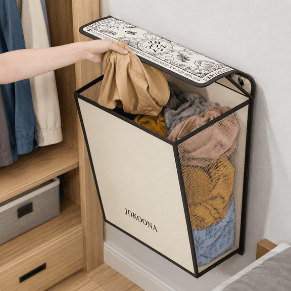 Wall Mounted Laundry Hamper Foldable Oxford Cloth Clothes Storage Basket for Bathroom Dorm Laundry Room