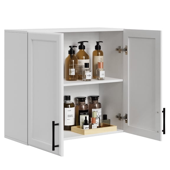 Wall Mounted Laundry Room Cabinets, Wall Cabinet for Bathroom, Kitchen Wall Cabinets with Adjustable Shelf, Shaker Doors Style