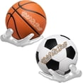thumbnail image 1 of Hold My Ball Set of 2 Basketball & Soccer Ball Holders – White Left & Right Hand Wall Mount Displays for Ball Storage & Memorabilia - Ball Holder Display for Sports Collectors, 1 of 7